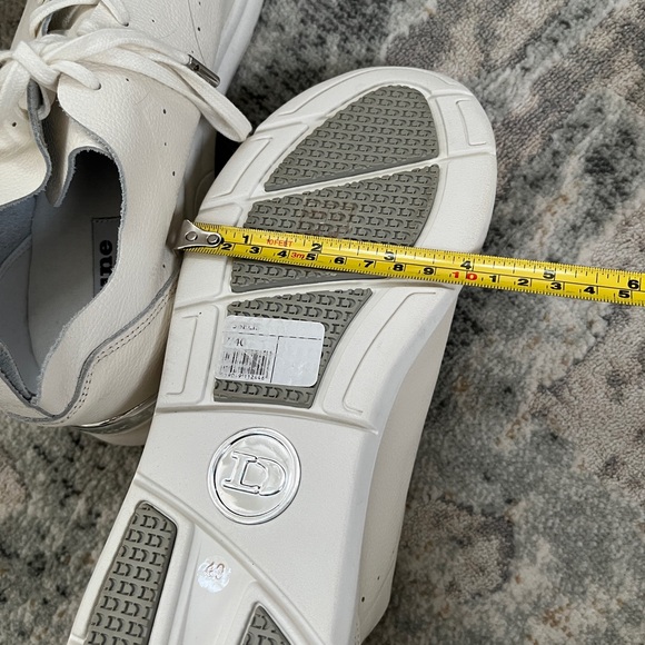 DUNE LONDON Elis Ecru Trainers Silver Metallic Accents Perforated Sporty Modern - Picture 16 of 16